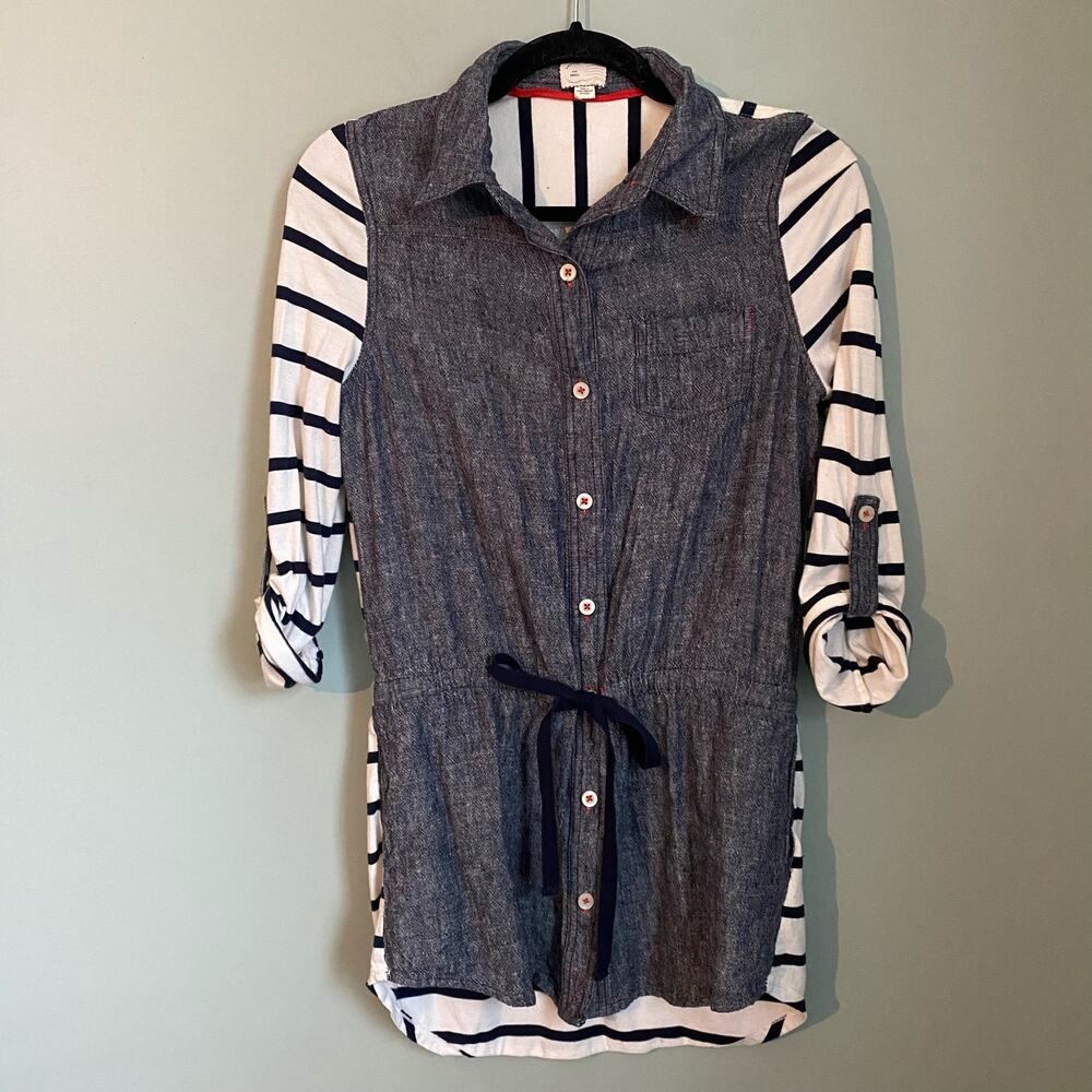 Anthropologie Rowena Button Down Stripe Tunic Top